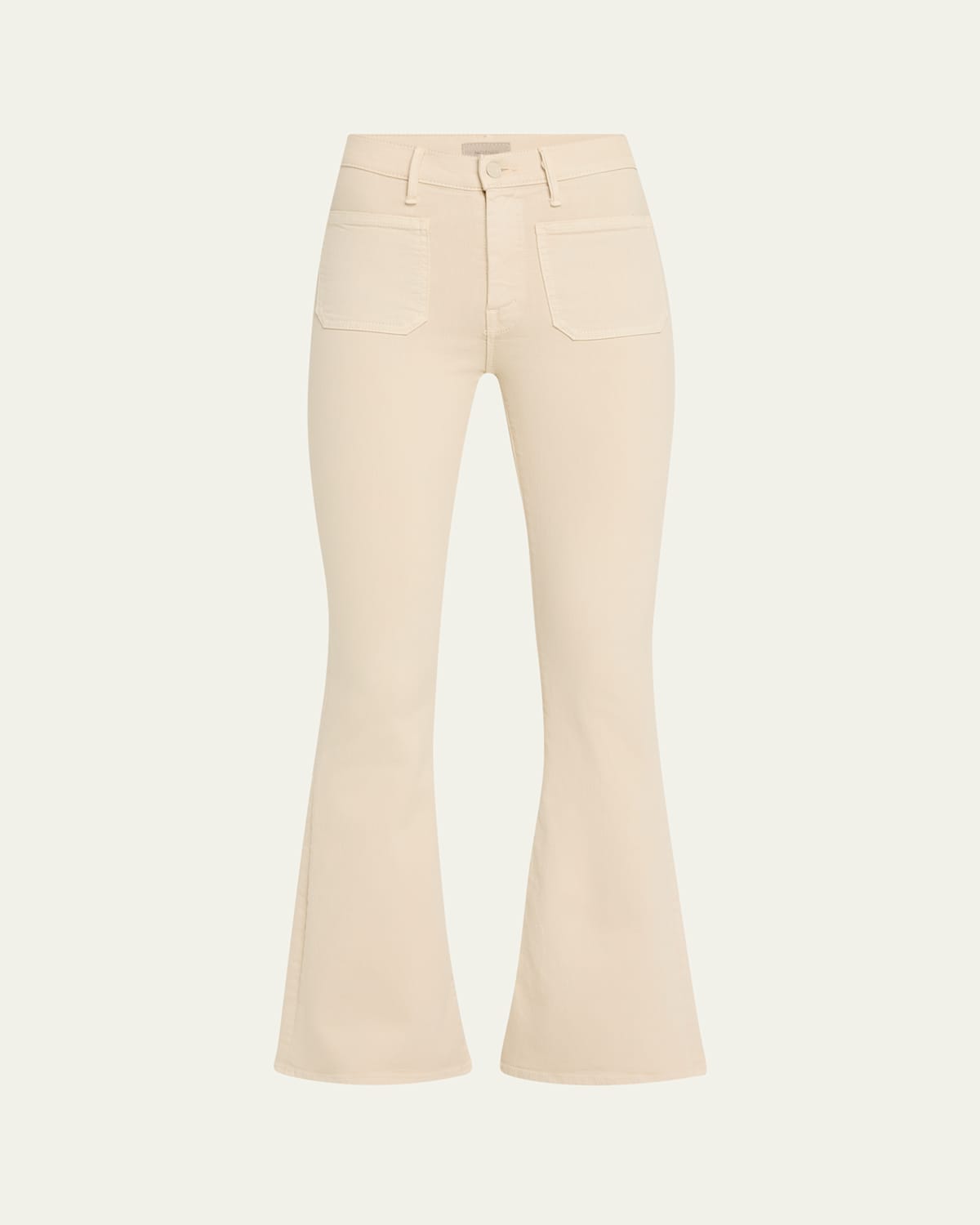Mother Womens The Patch Pocket Weekender Flared Stretch-denim Blend Jeans Wacky Khaki