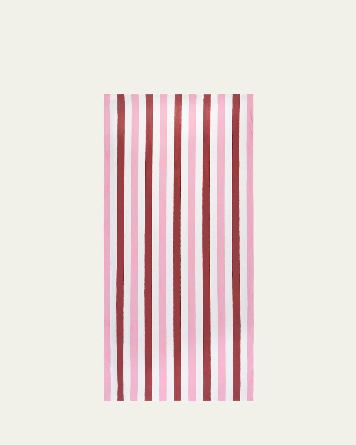 Summerill & Bishop Raspberry/rose Pink Stripe Linen Tablecloth, 65" X 98" In Pink