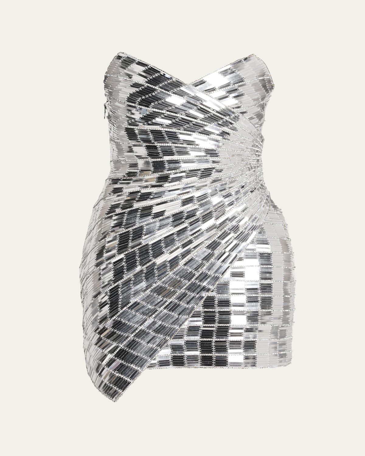 Retroféte Aura Strapless Rhinestone Mini Dress In Silver