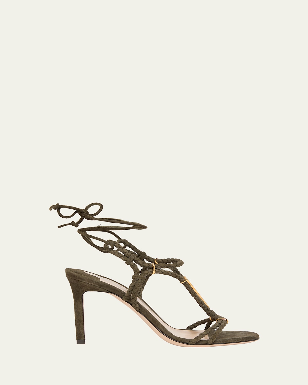Tom Ford Lily Suede Ankle-tie Sandals In Brown