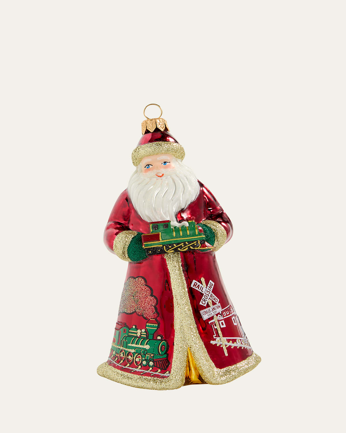 Joy To The World Collectibles Glitterazzi Christmas Train Santa Ornament In Red