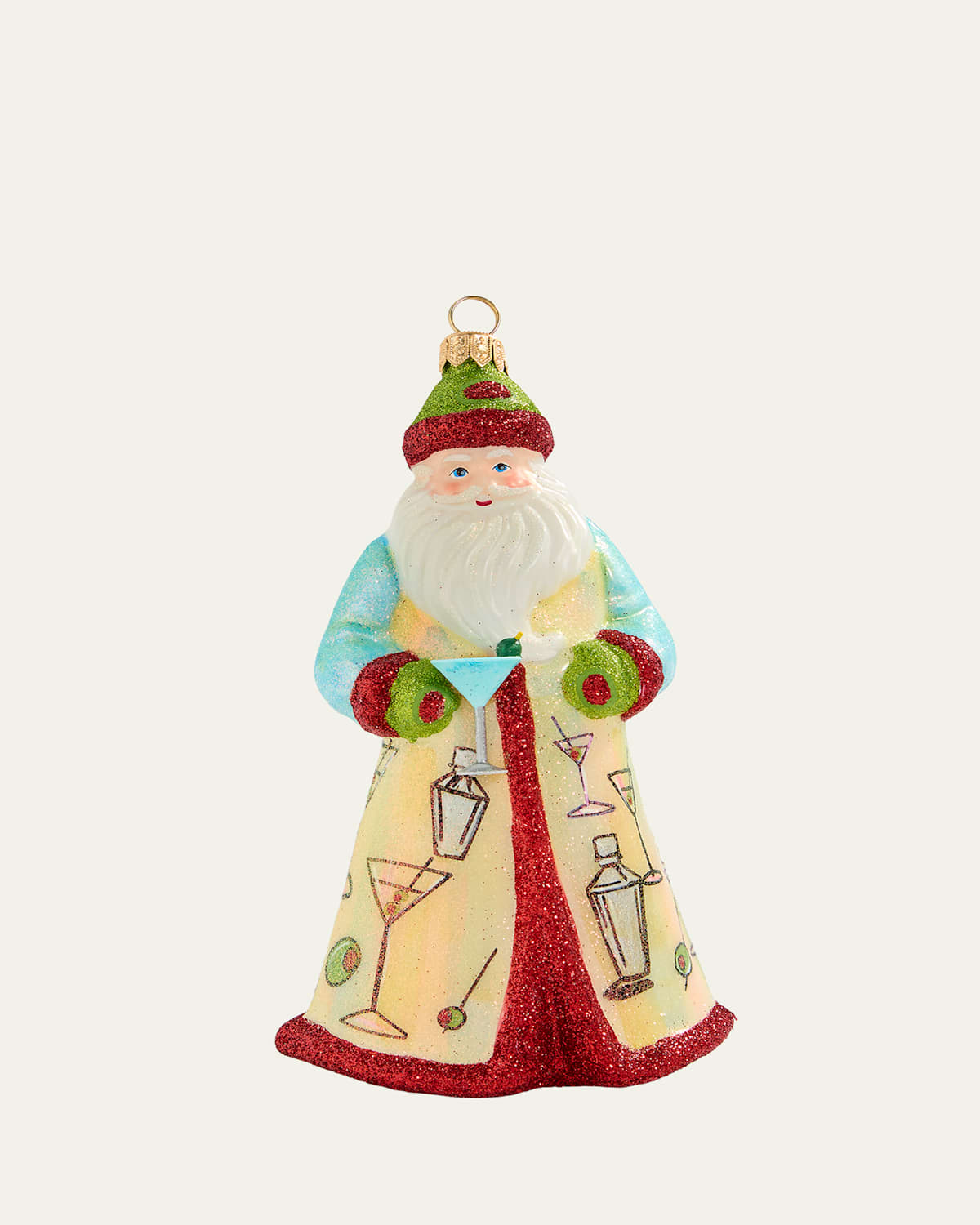 Joy To The World Collectibles Glitterazzi Martini Santa Christmas Ornament In Multi