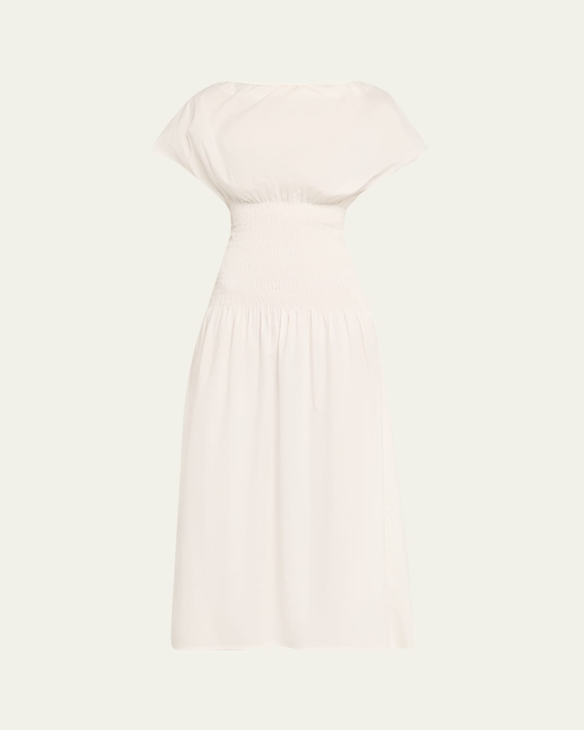 Ava Short-Sleeve Smocked Midi Dress