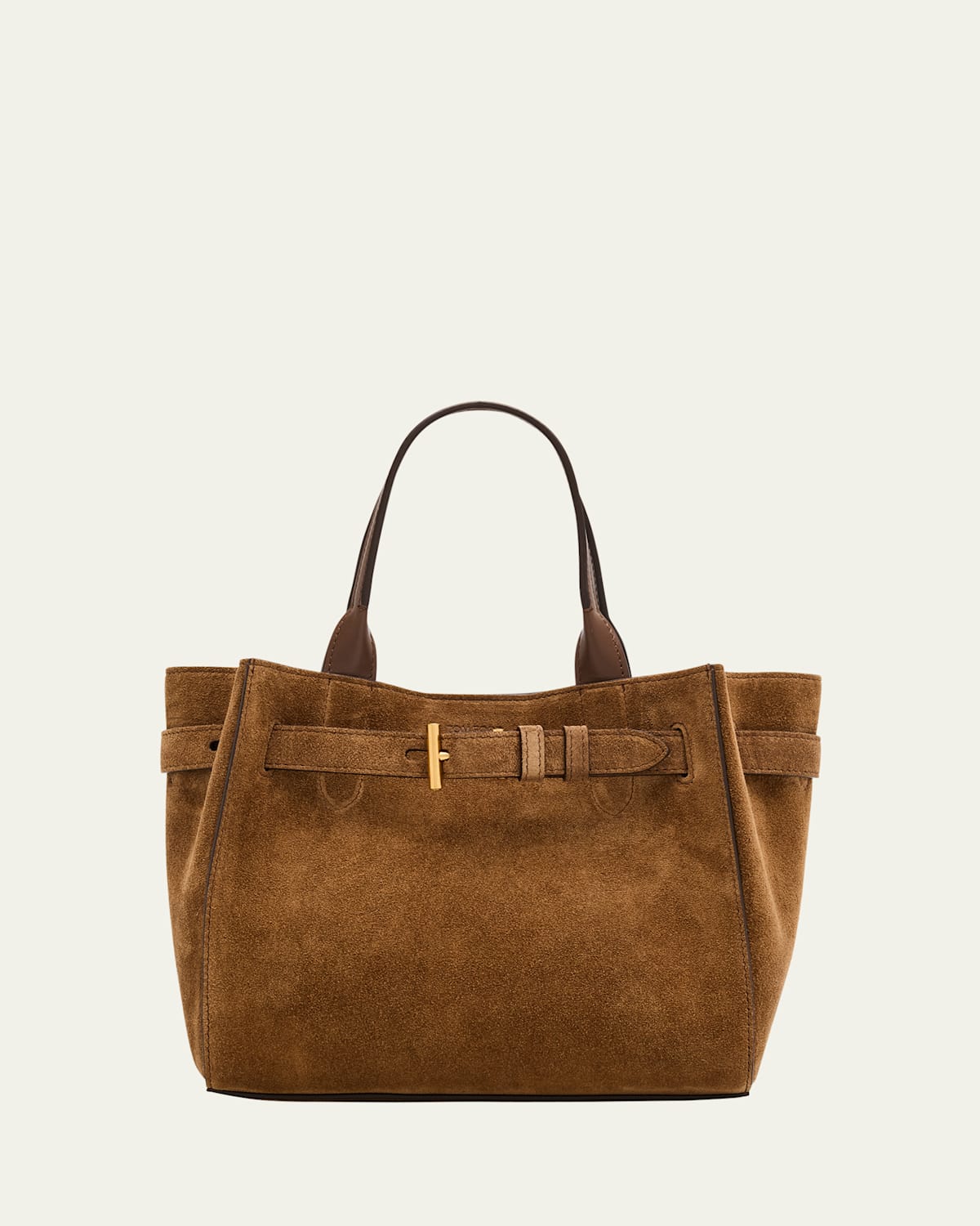 Tom Ford Audrey Small Belted Tote Bag In Suede In Brown