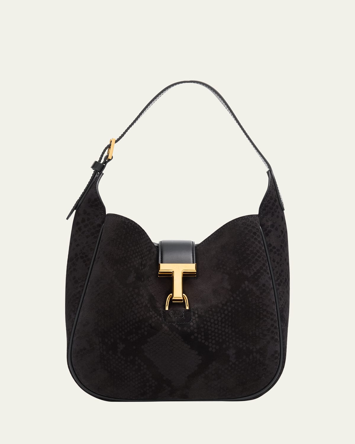 Monarch Small Hobo Bag in Python-Effect Suede