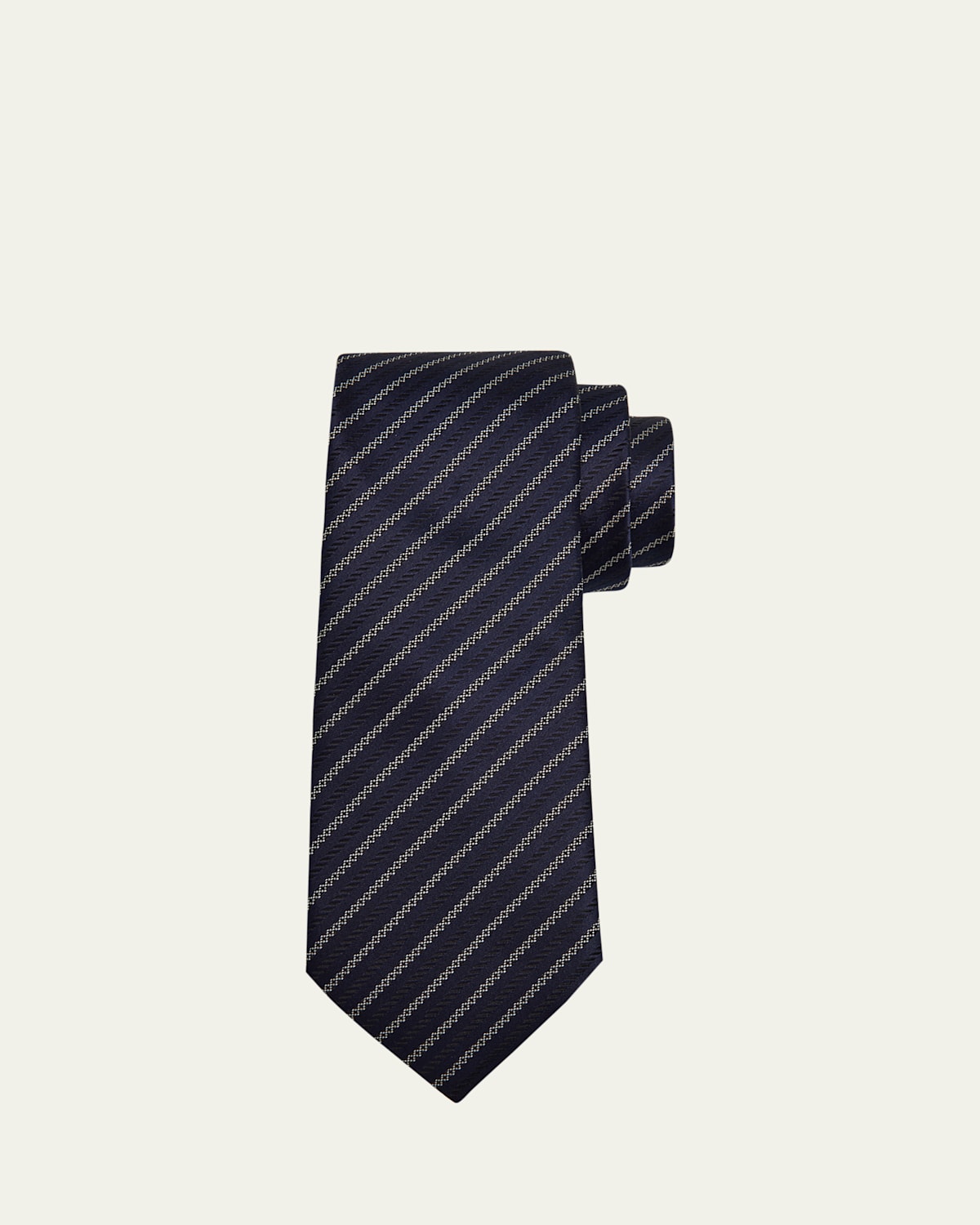 ZEGNA Men's Satin Diagonal Stripe Silk Tie | Thumbnail 4