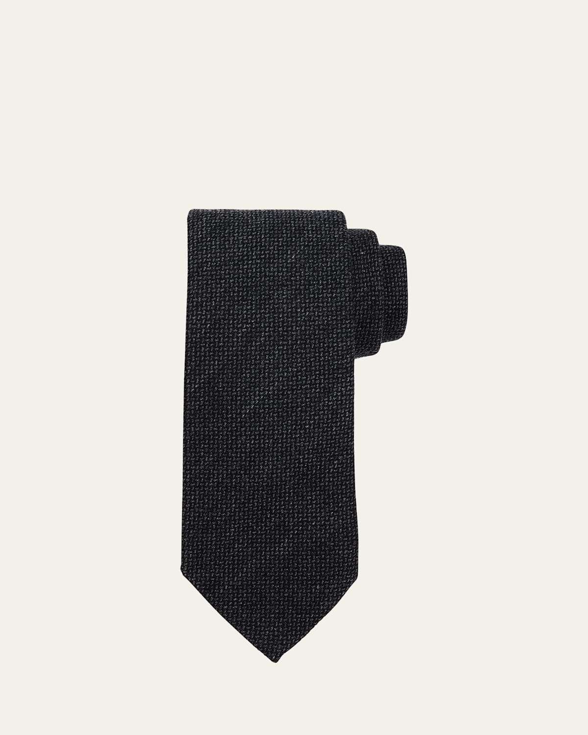 ZEGNA Men's Textured Wool and Silk Tie | Thumbnail 4