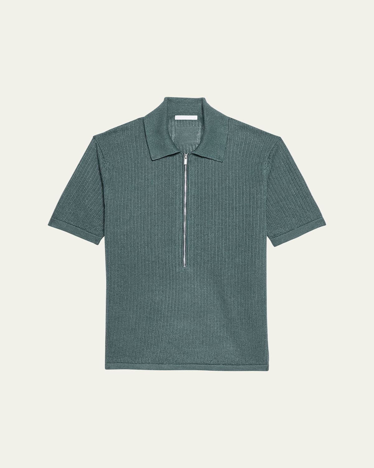 Men's Half-Zip Pointelle Polo Shirt