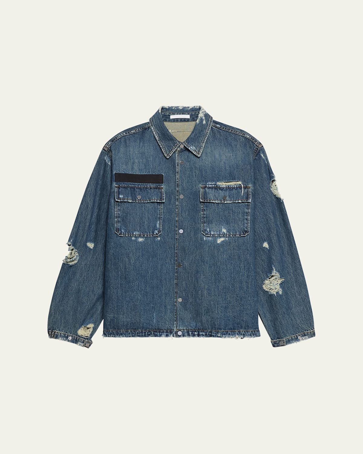 Men's Distressed Denim Uniform Shirt