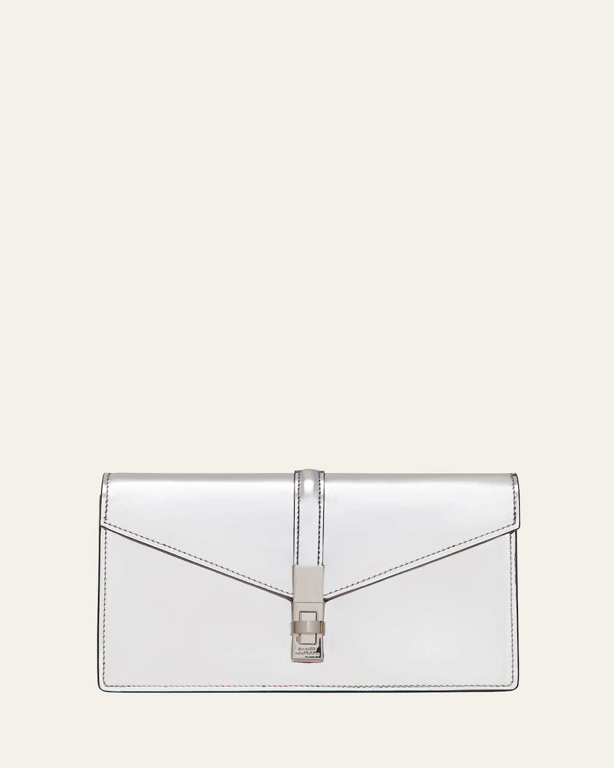 Stuart Weitzman Posh Loveletter Metallic Leather Clutch Bag In Silver