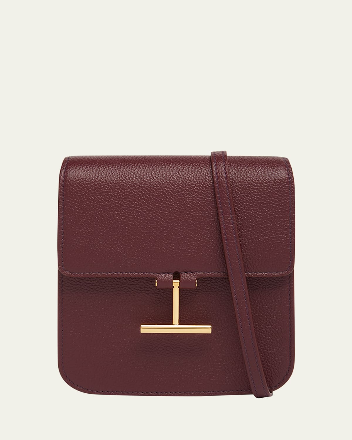 Tom Ford Tara Mini Crossbody Bag In Grain Leather In Purple
