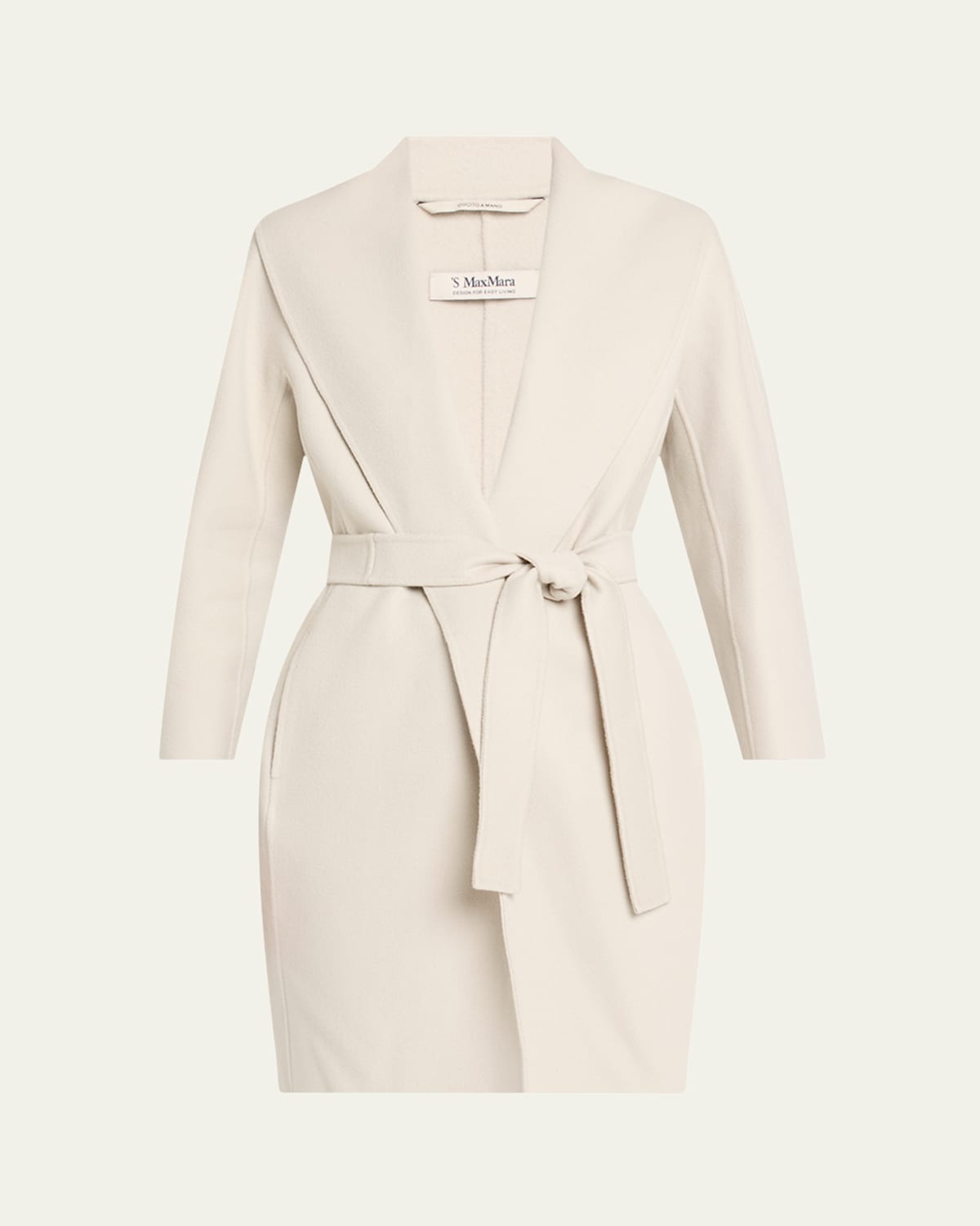 Max Mara Messi Tie-waist Wool Wrap Coat In White