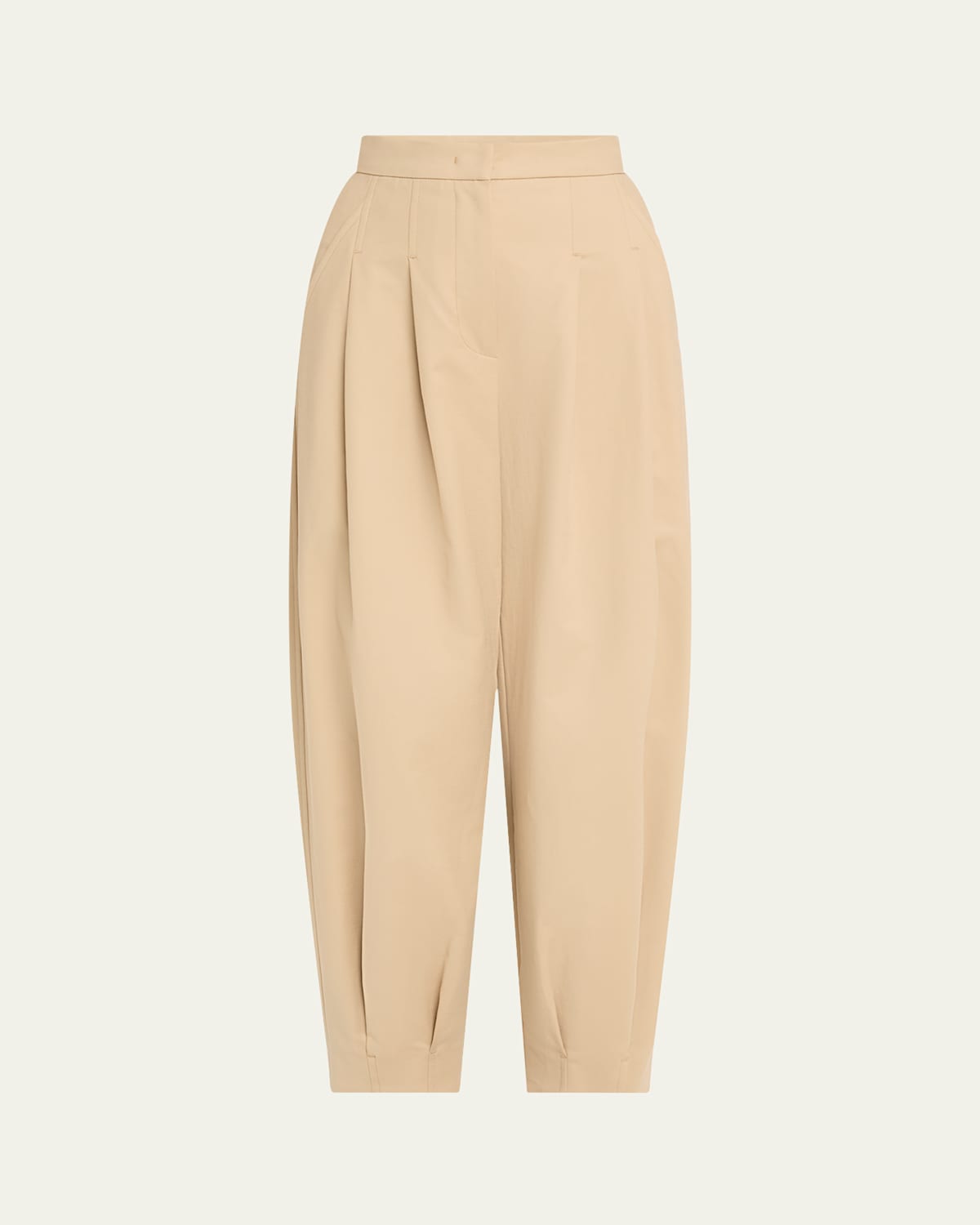 Max Mara Kabuki Pintuck Tapered Leg Trousers In White