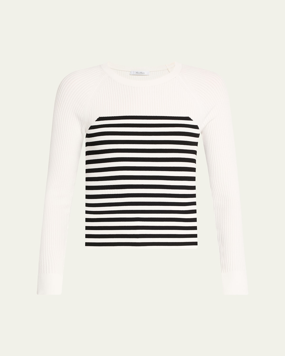 Max Mara Braies Stripe Ribbed Top In White