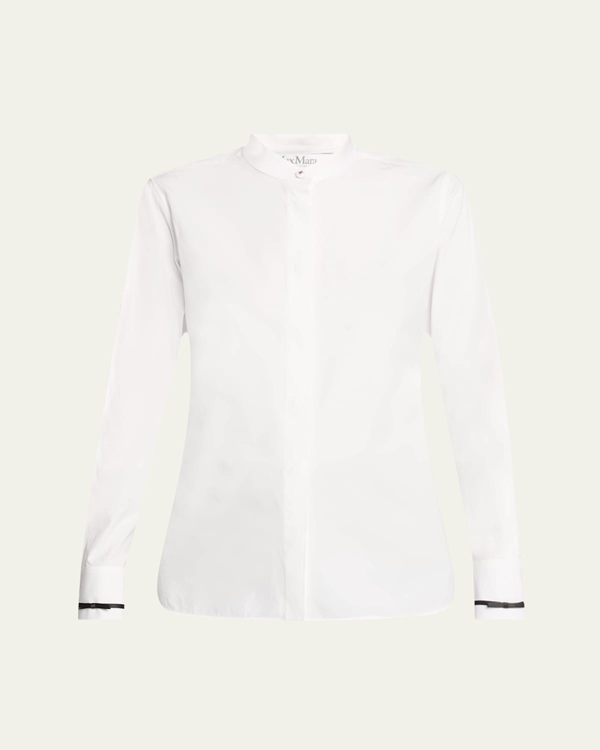 Max Mara Otranto Mandarin Collar Cotton Blouse In White