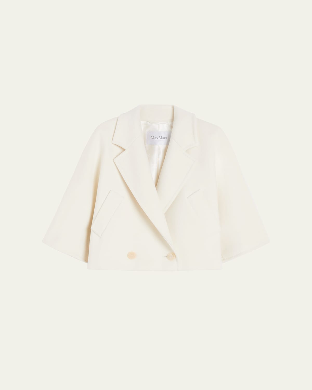 Max Mara Galea Wool-cashmere Double-breasted Short Coat In White