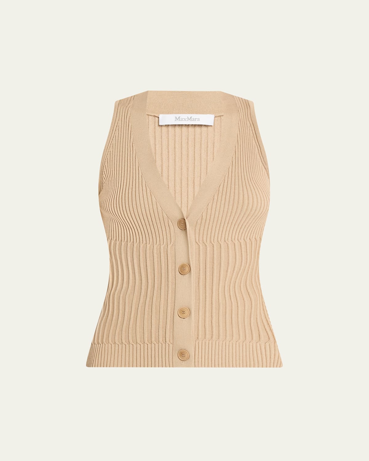 Max Mara Bimba Ribbed Knit Vest In Brown