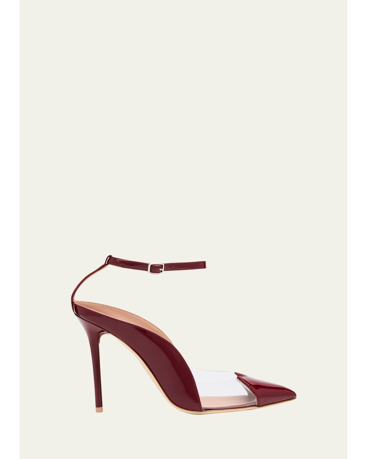 Malia M-Shaped Pointed Cap Toe Leather Pumps
