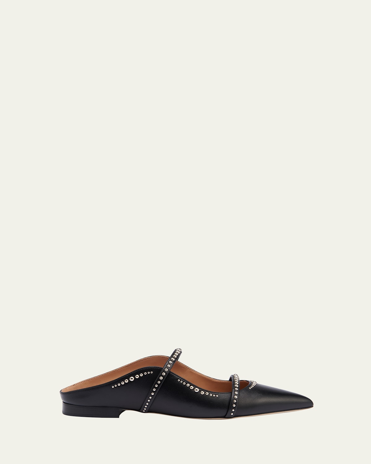 Malone Souliers Maureen Studded Leather Double-Strap Flat Mules