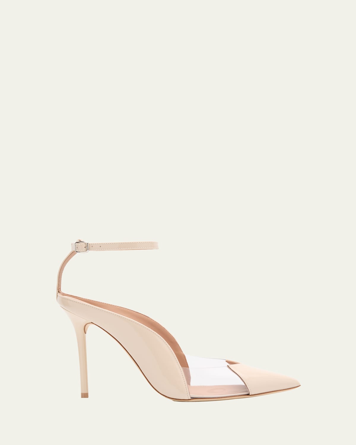 Malia M-Shaped Pointed Cap Toe Patent Leather Pumps