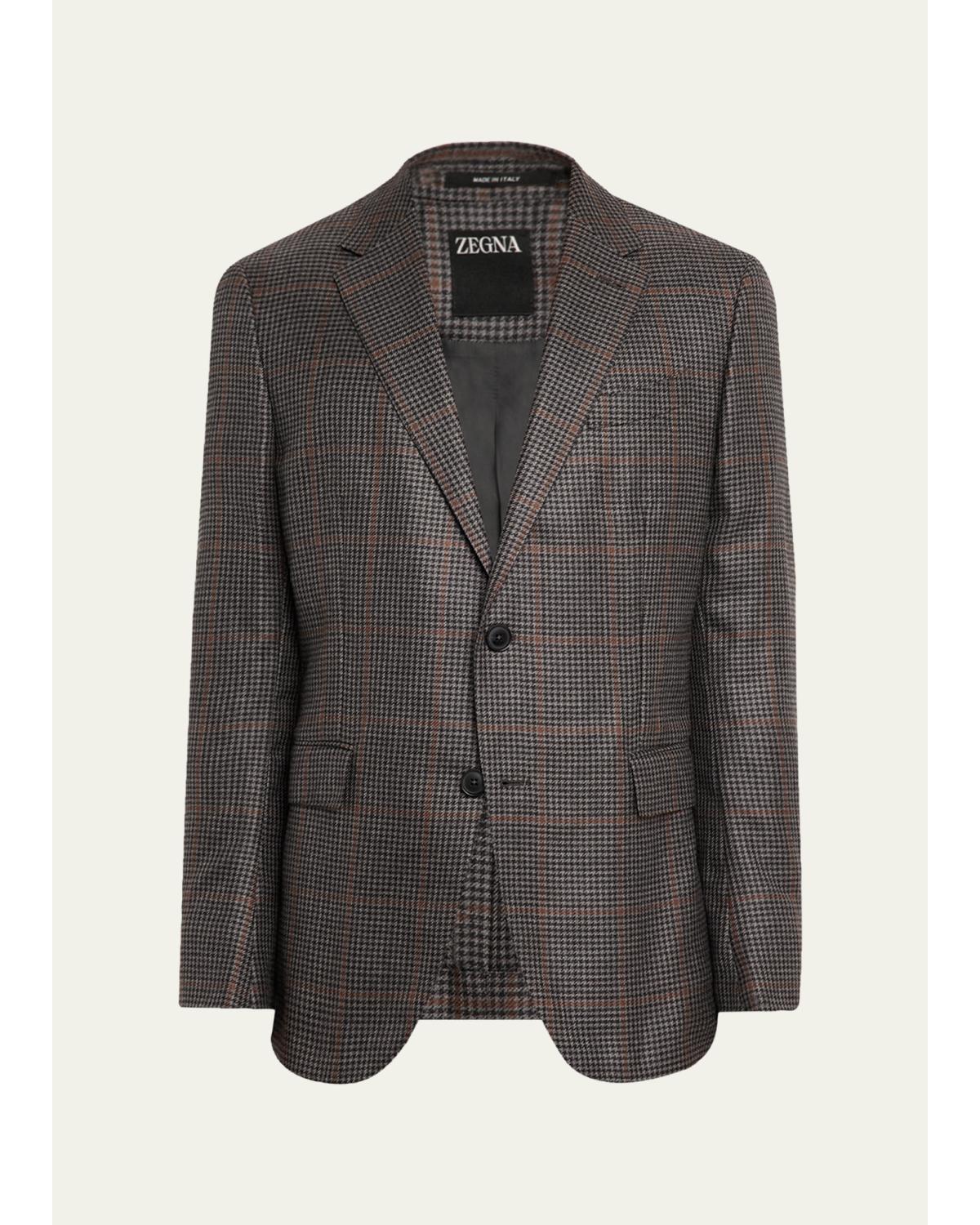 Men's Cashmere and Silk Houndstooth Check Sport Coat