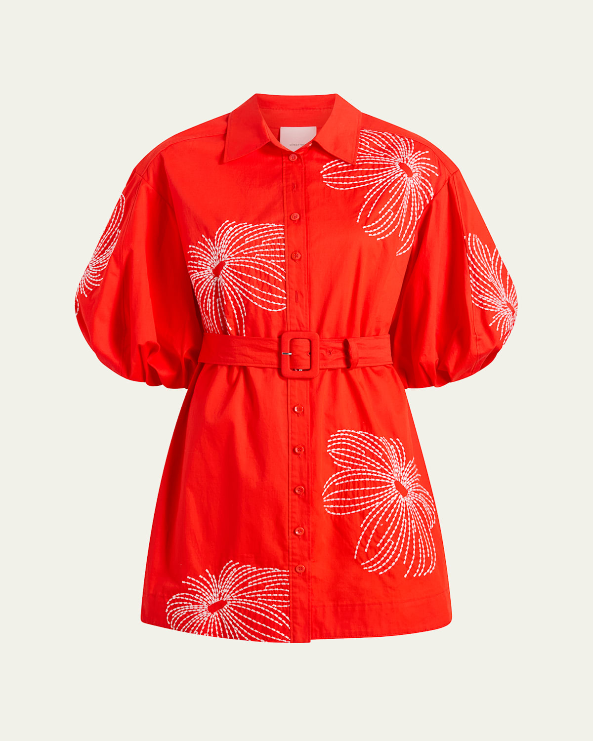 Rhea Sunburst Puff-Sleeve Mini Dress