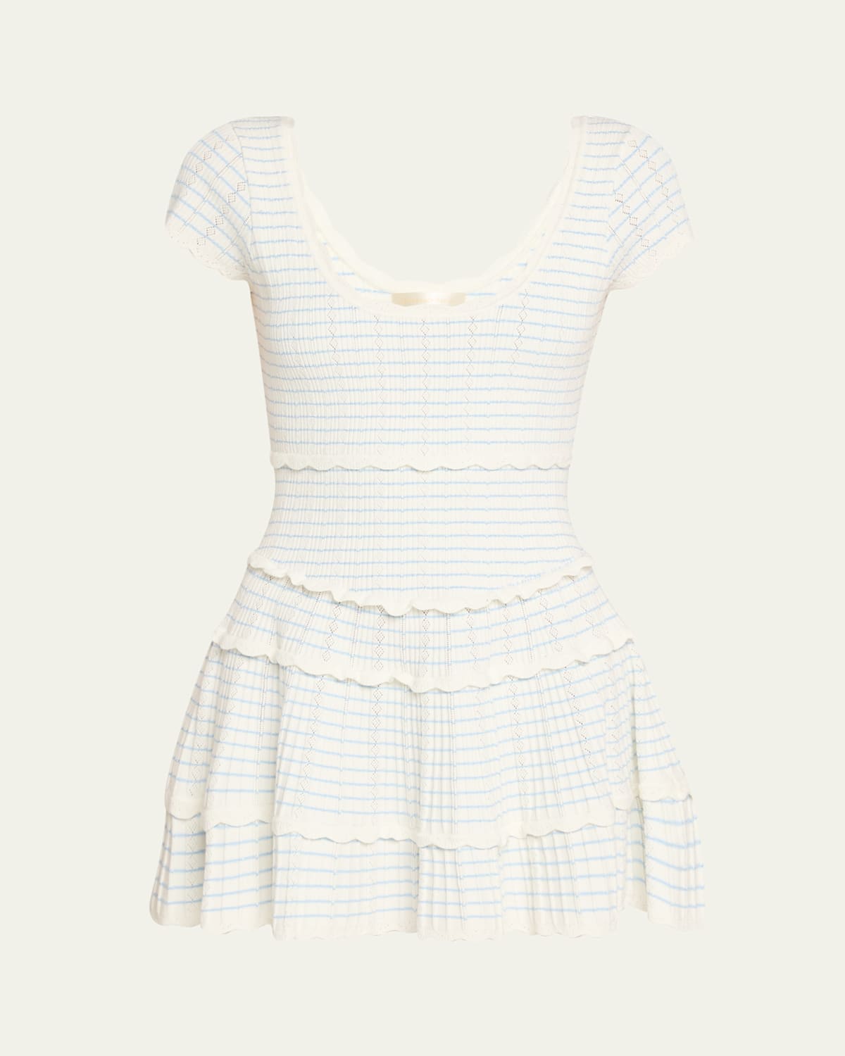 Elisavette Striped Stretch Pointelle Mini Dress