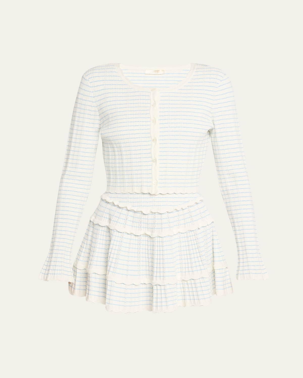 Media Striped Stretch Pointelle Cropped Cardigan
