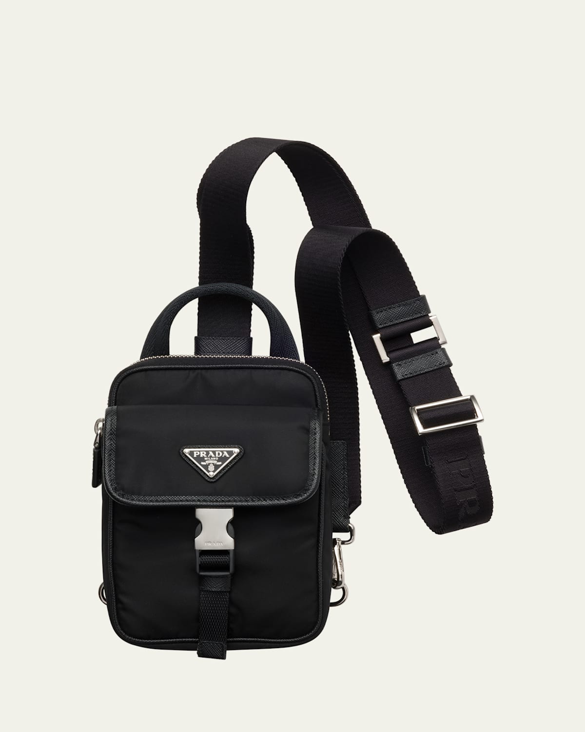 Men's Re-Nylon and Saffiano Leather Technology Bag