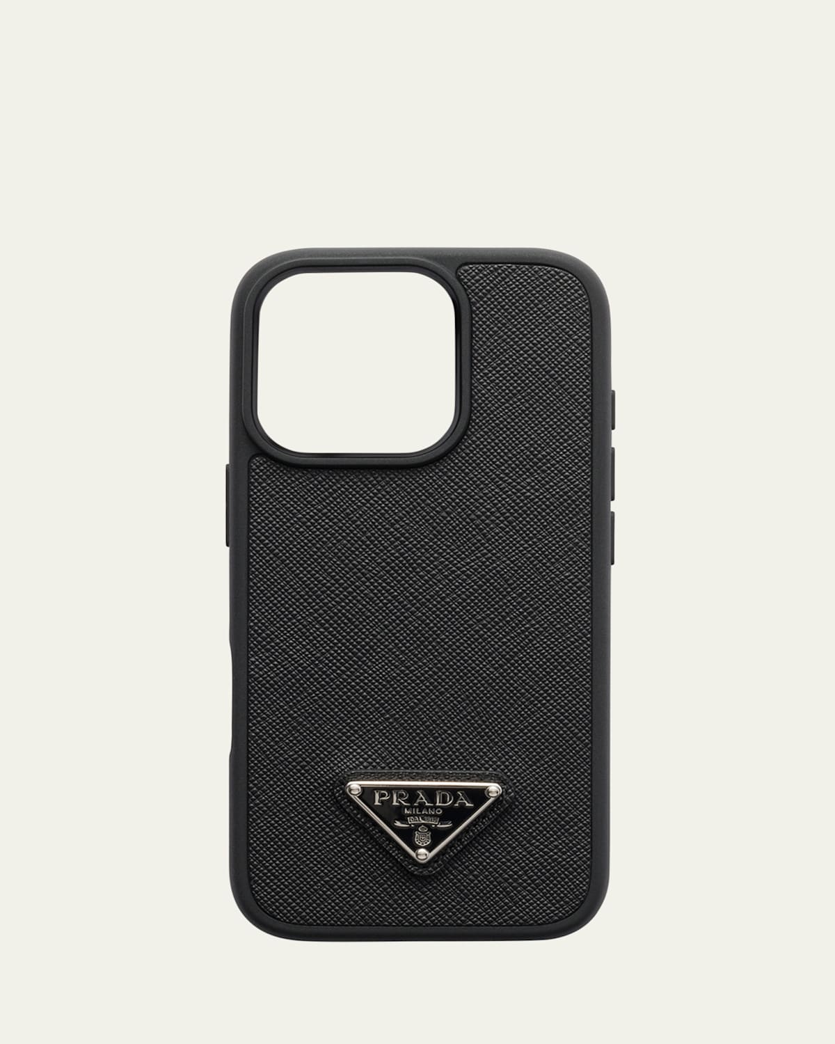 Men's iPhone 16 Pro Leather Triangle Logo Case