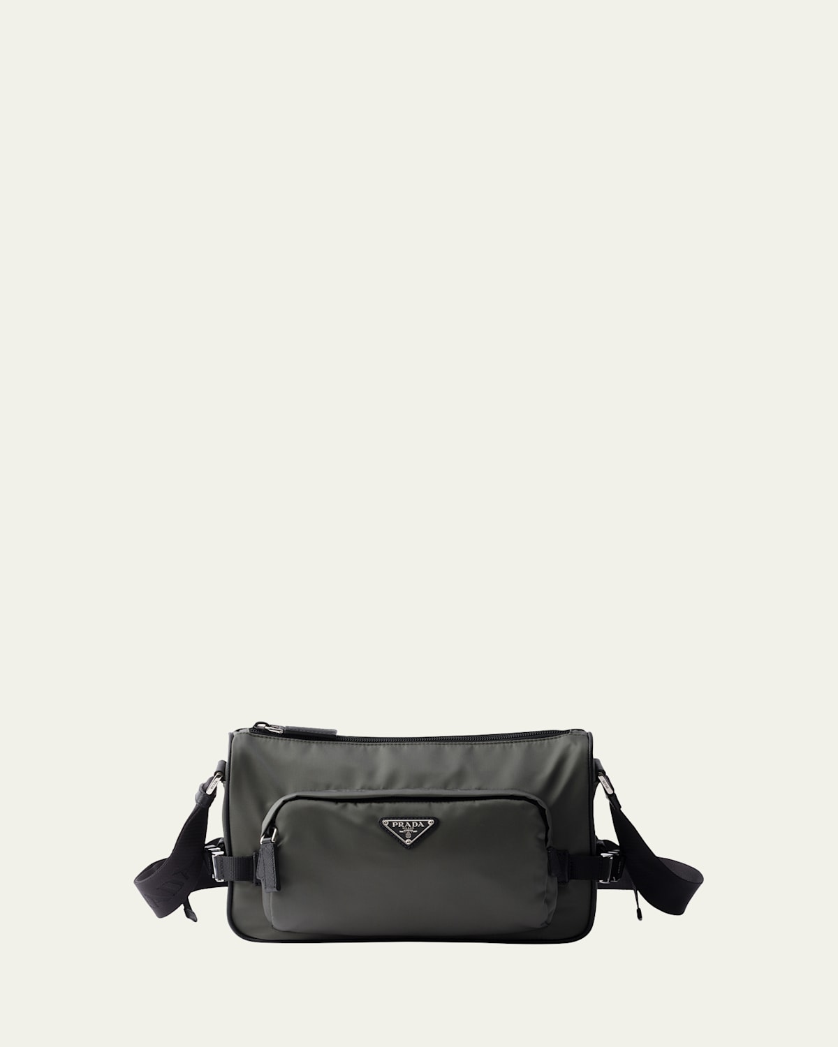 Prada Men's Re-nylon Crossbody Bag In Gray