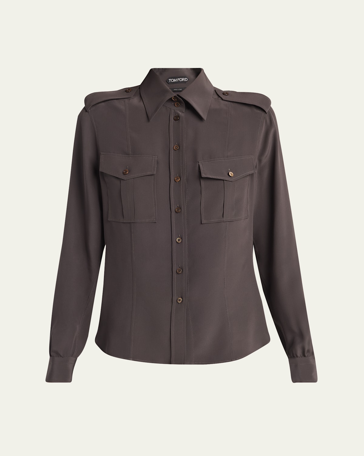 Tom Ford Silk Crepe De Chine Military Shirt