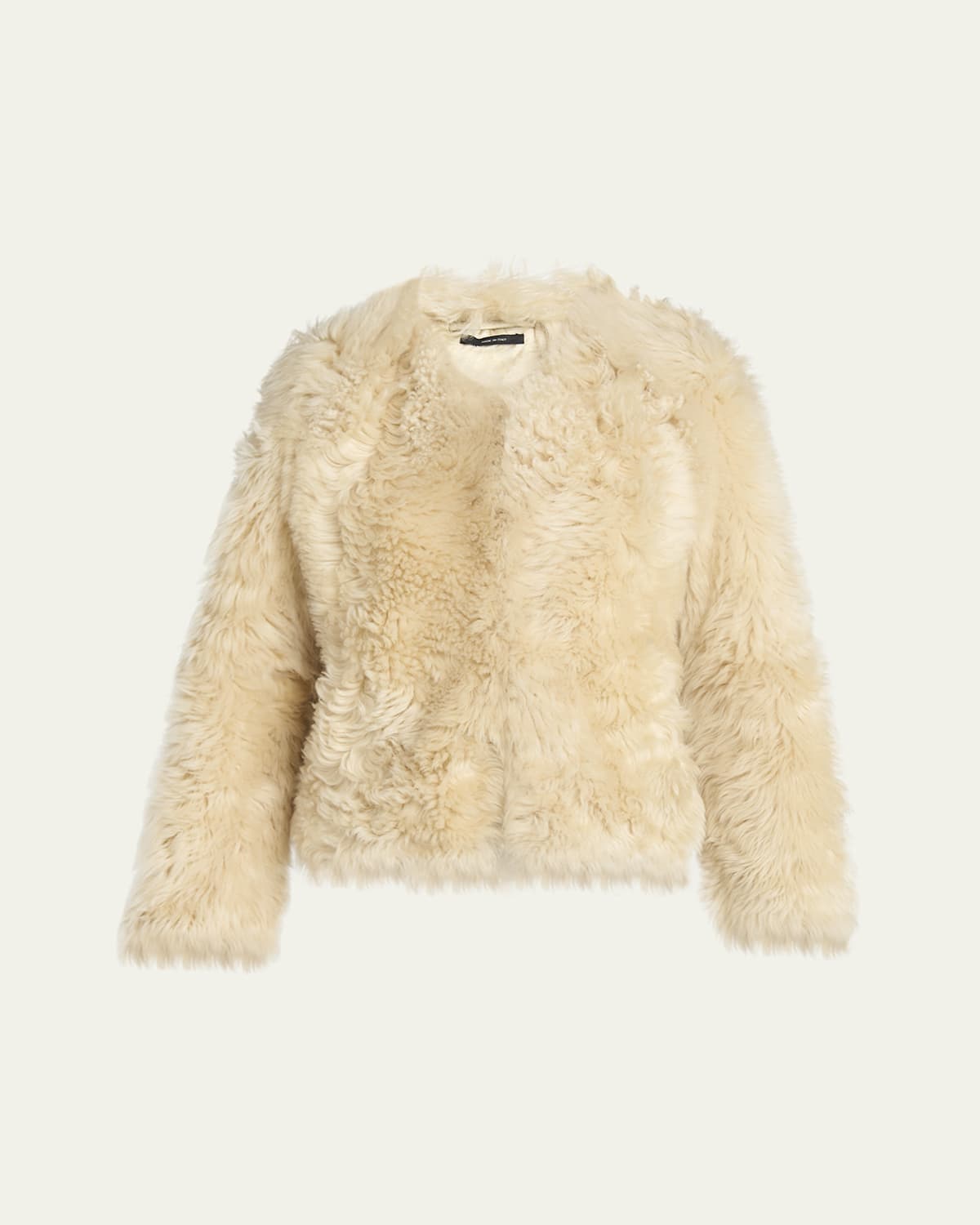 Tom Ford Curly Sheep Shearling Collarless Jacket