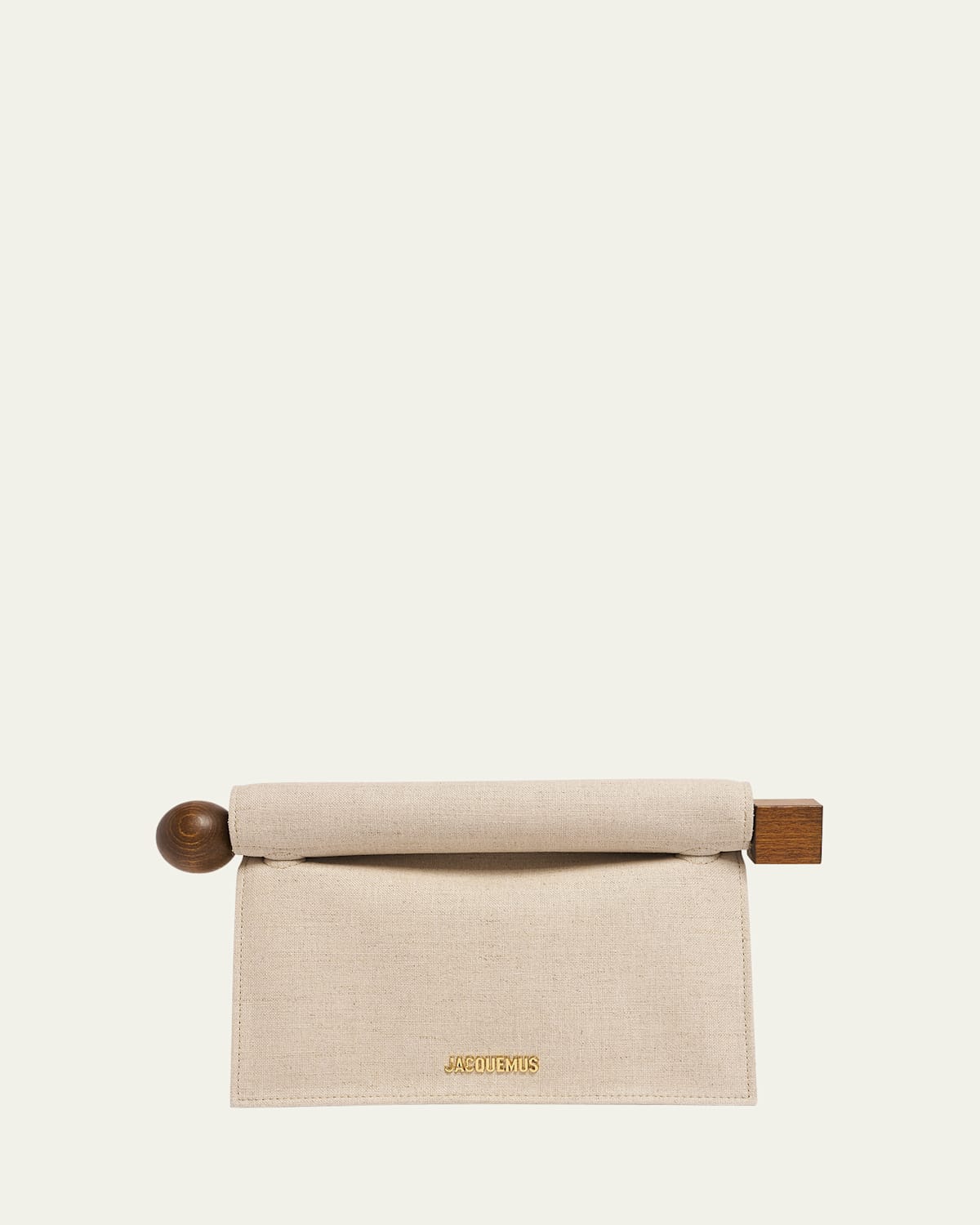 Jacquemus La Rond Carré Linen Clutch Bag In Gray