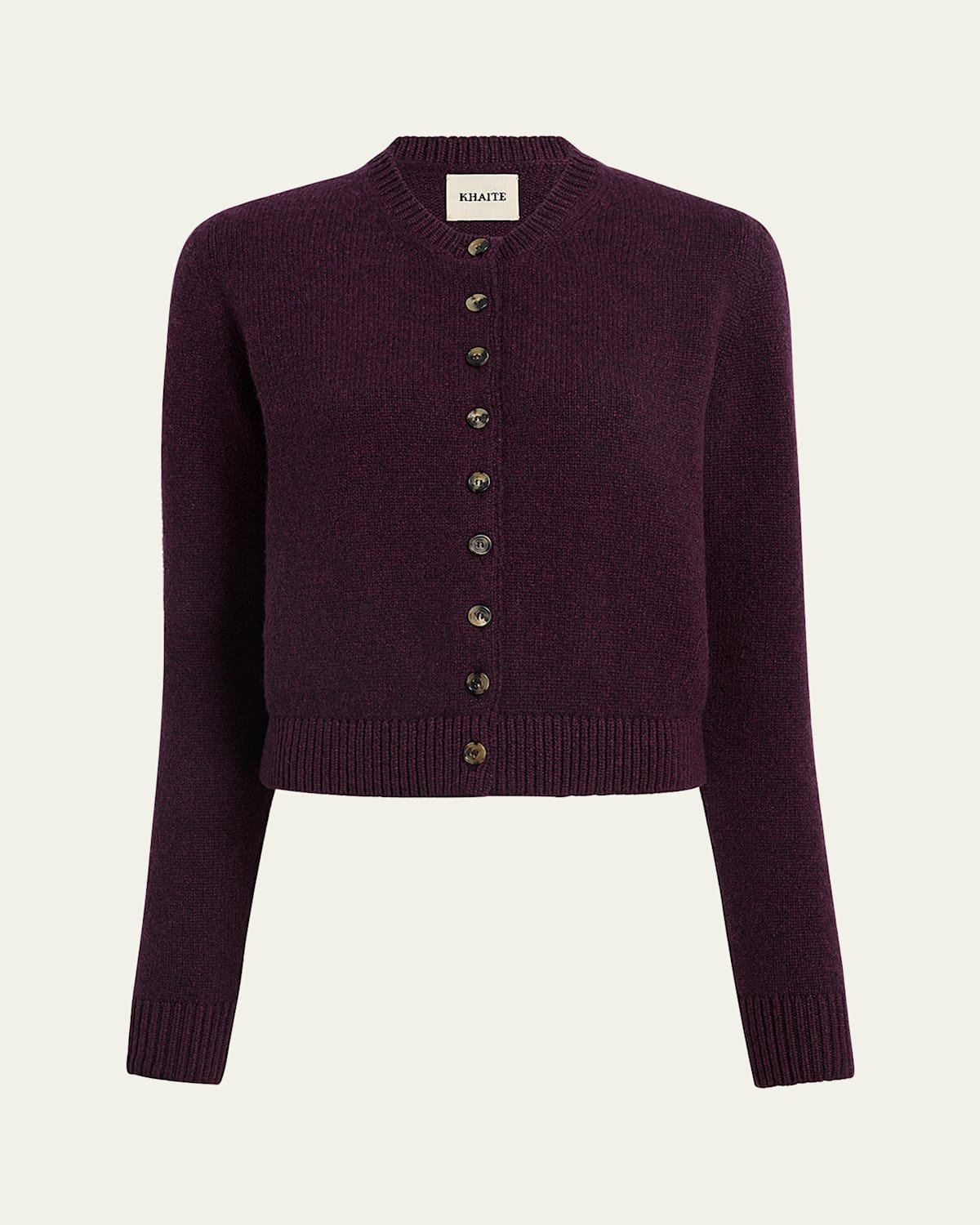 Khaite Plum Cashmere Knit Everheart Cardigan In Burgundy
