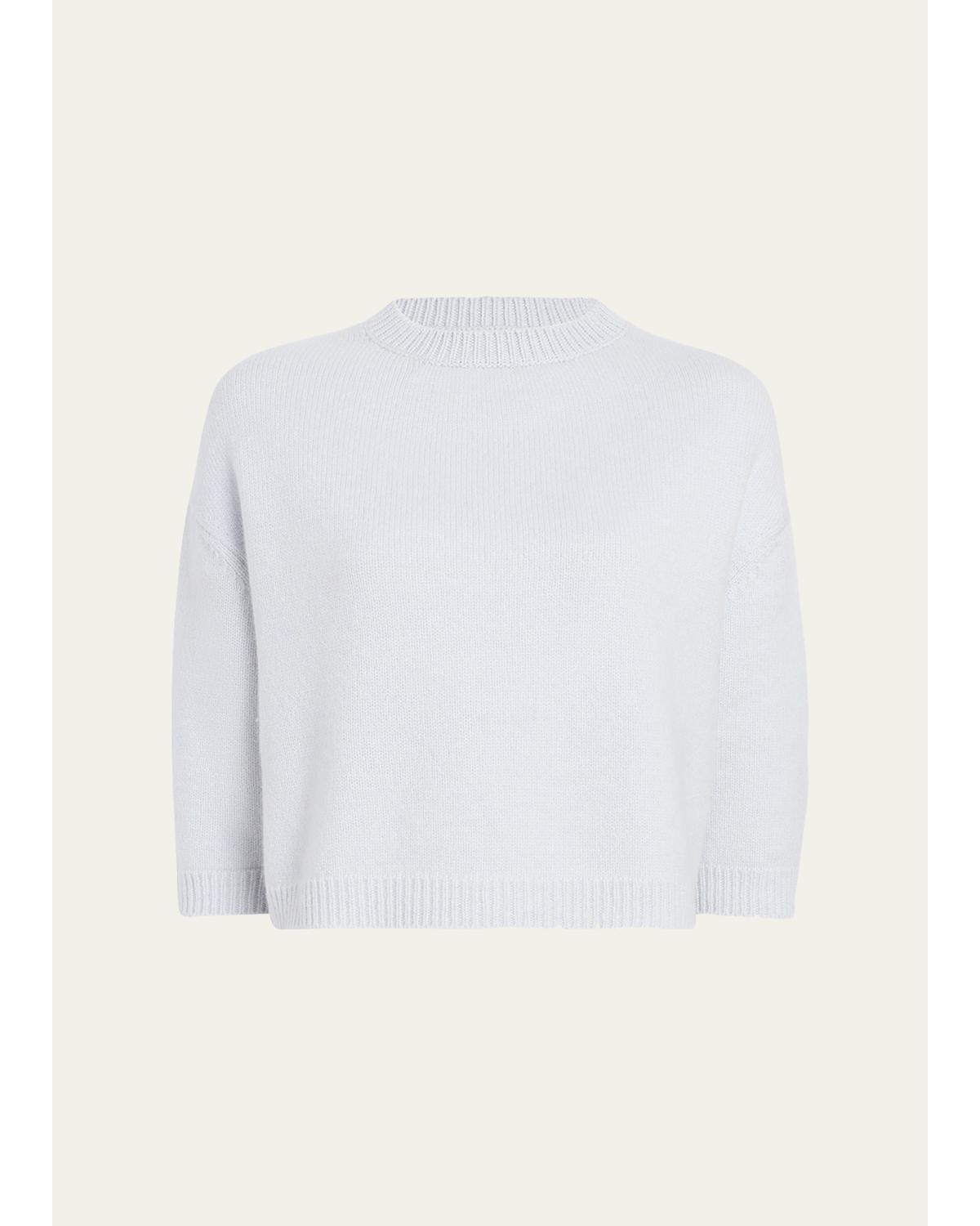 Sabina Cashmere Elbow-Sleeve Boxy Sweater