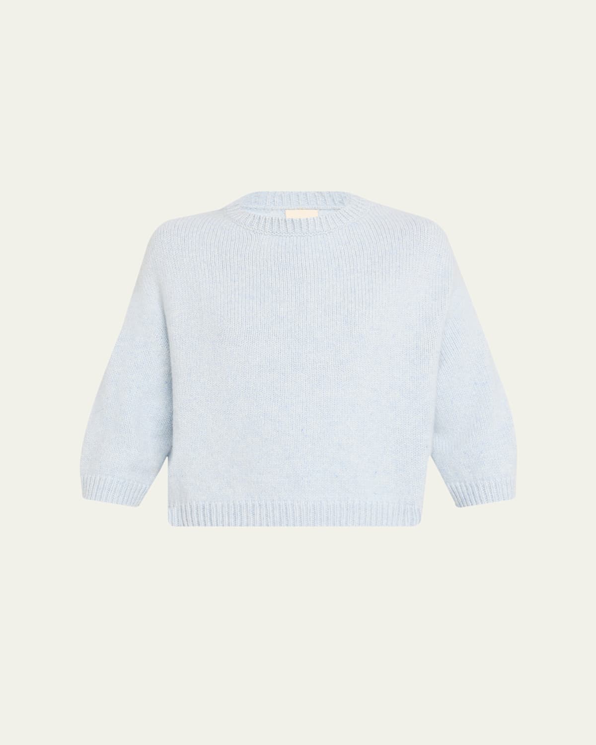 Khaite Sabina Cashmere Elbow-sleeve Boxy Sweater In Blue