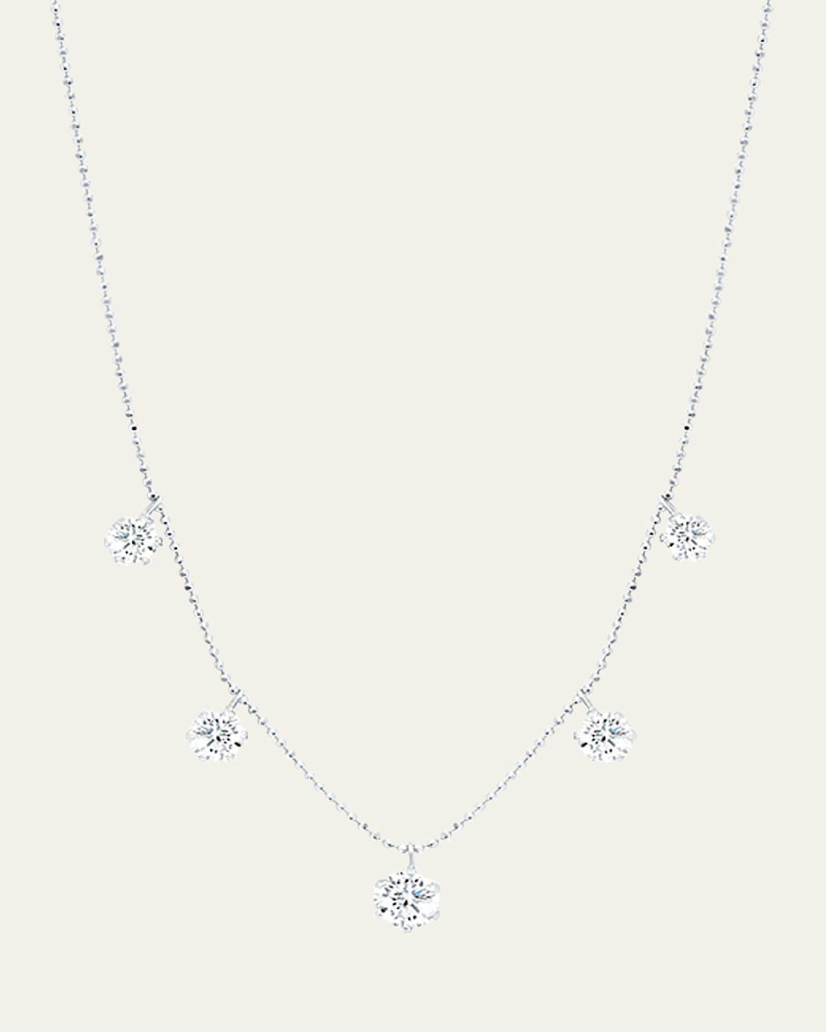 18K White Gold Floating Diamond Necklace