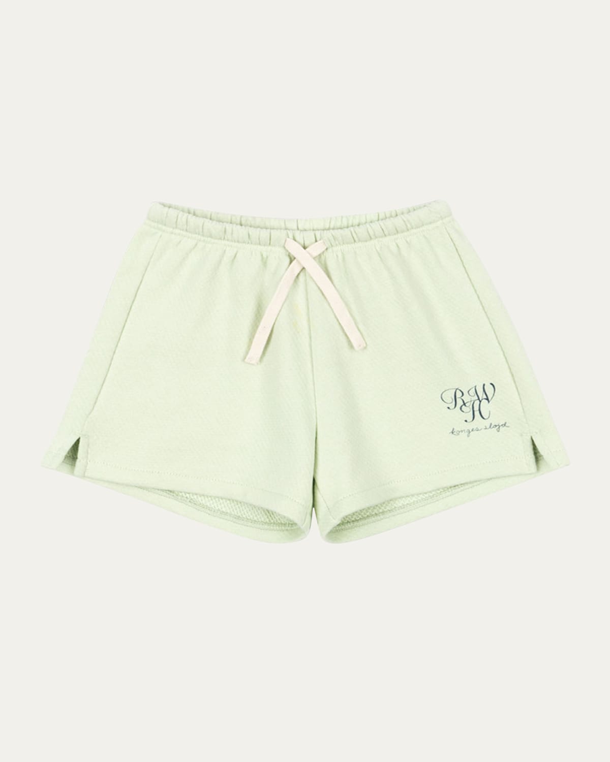 Konges Slojd Rosie H-w X Kid's Monogrammed Drawstring Cotton Shorts In Green