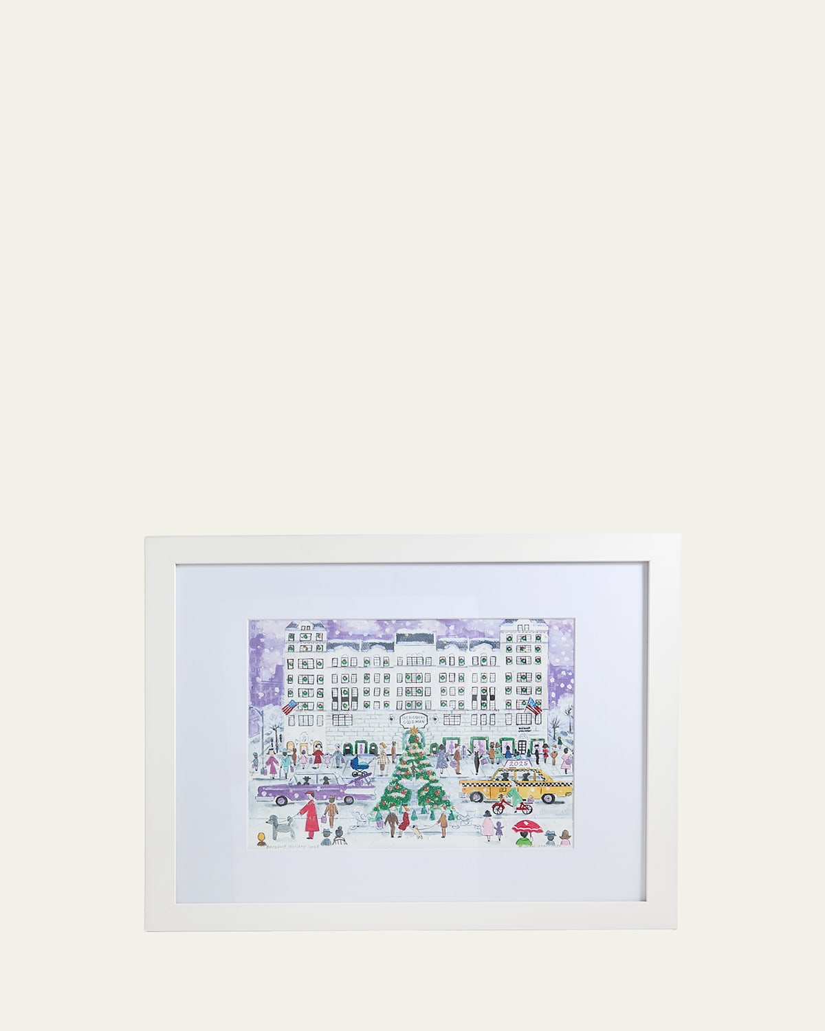 Michael Storrings Bergdorf Holiday Store Framed Print In White