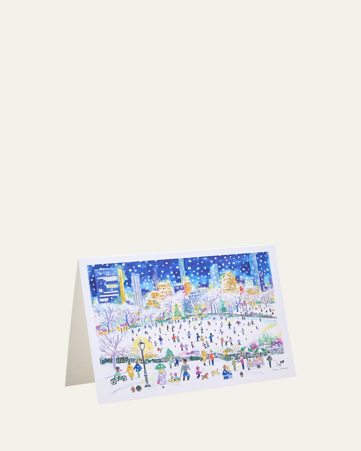 Michael Storrings Central Park Nighttime Note Card, Set Of 8 In Blue