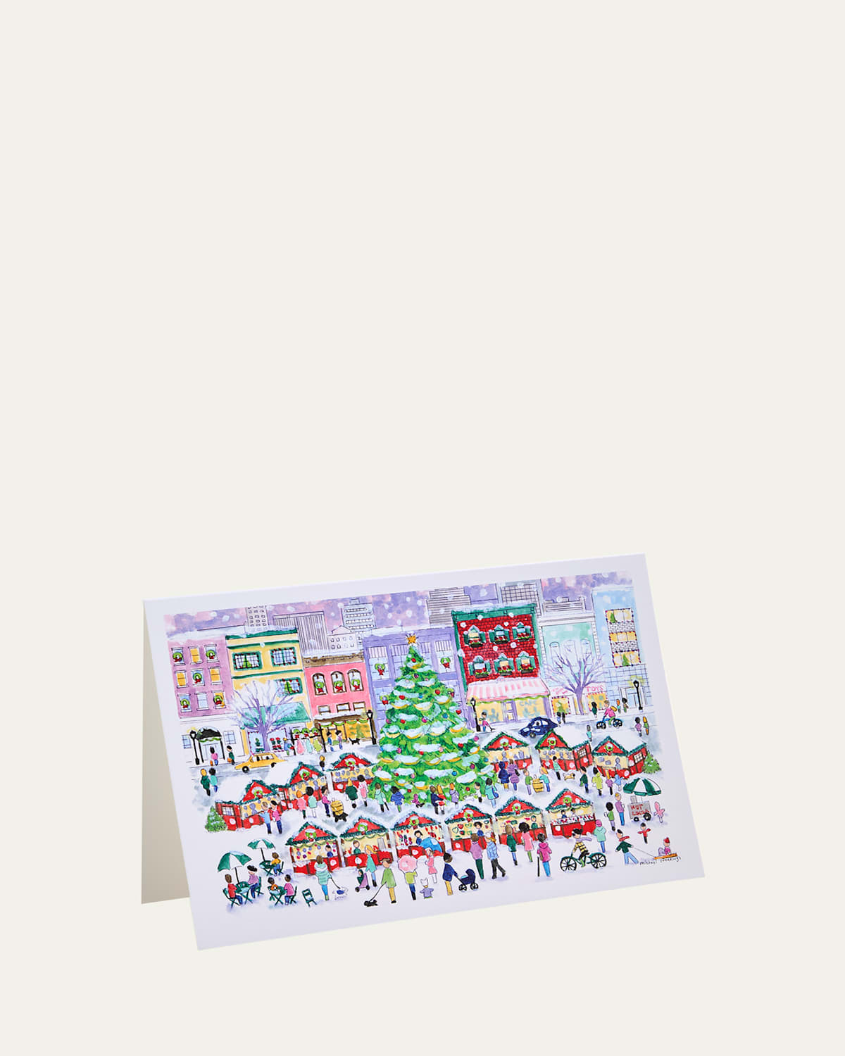 Michael Storrings Christmas Market In The City Note Cards, Set Of 8 In Multi