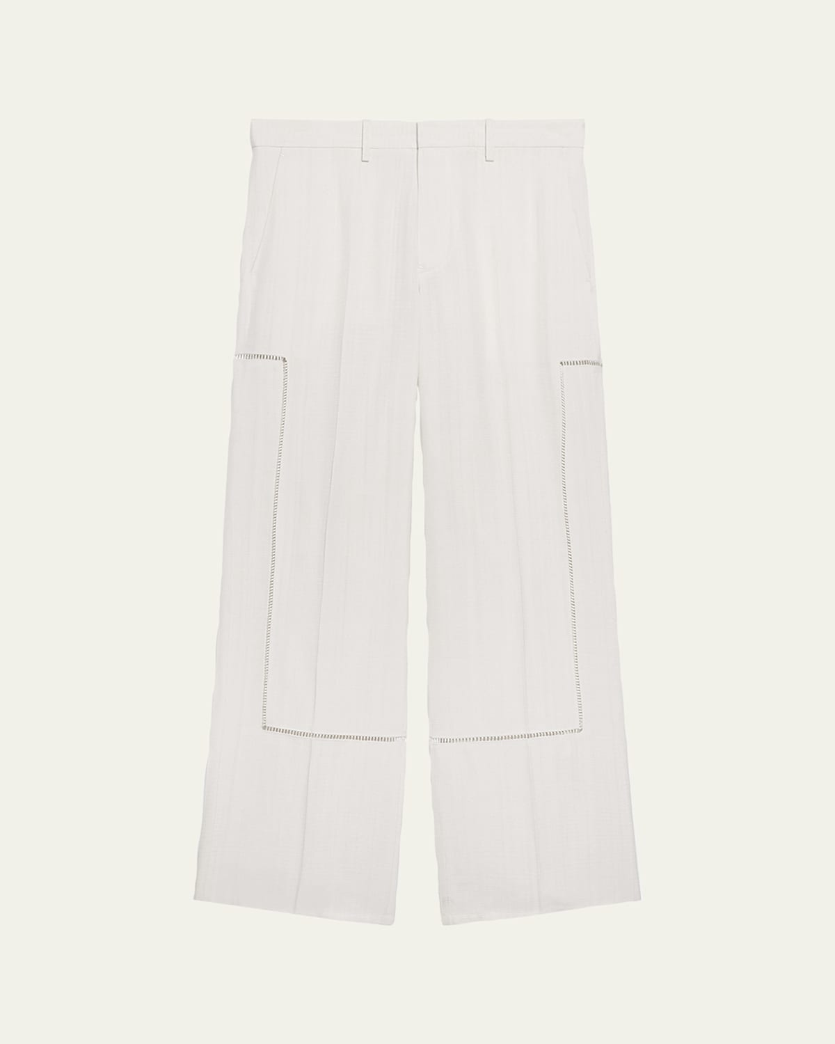 Helmut Lang Men's Ladder-stitch Carpenter Trousers In White