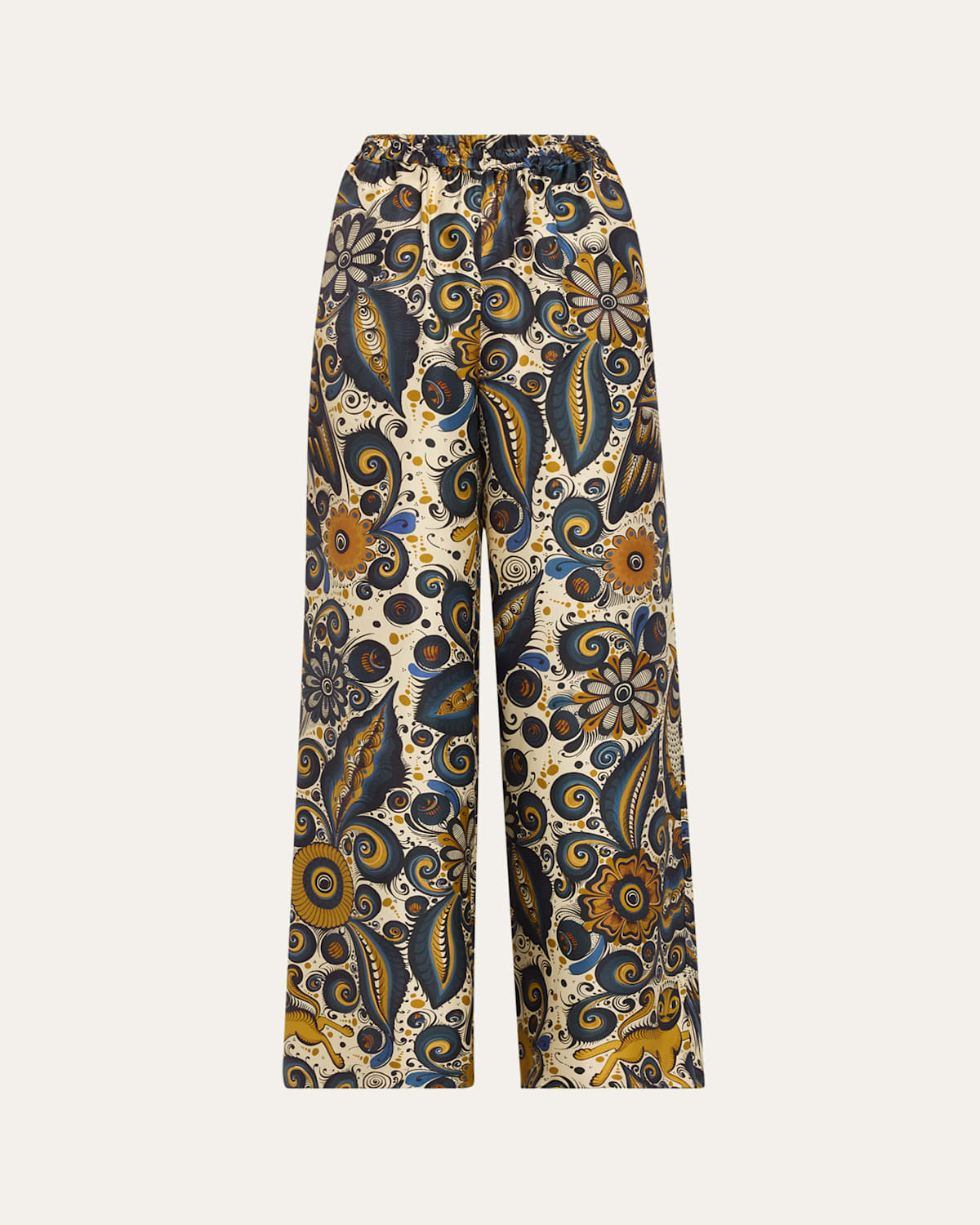 Alvarez Nogal Silk Wide-Leg Pull-On Trousers