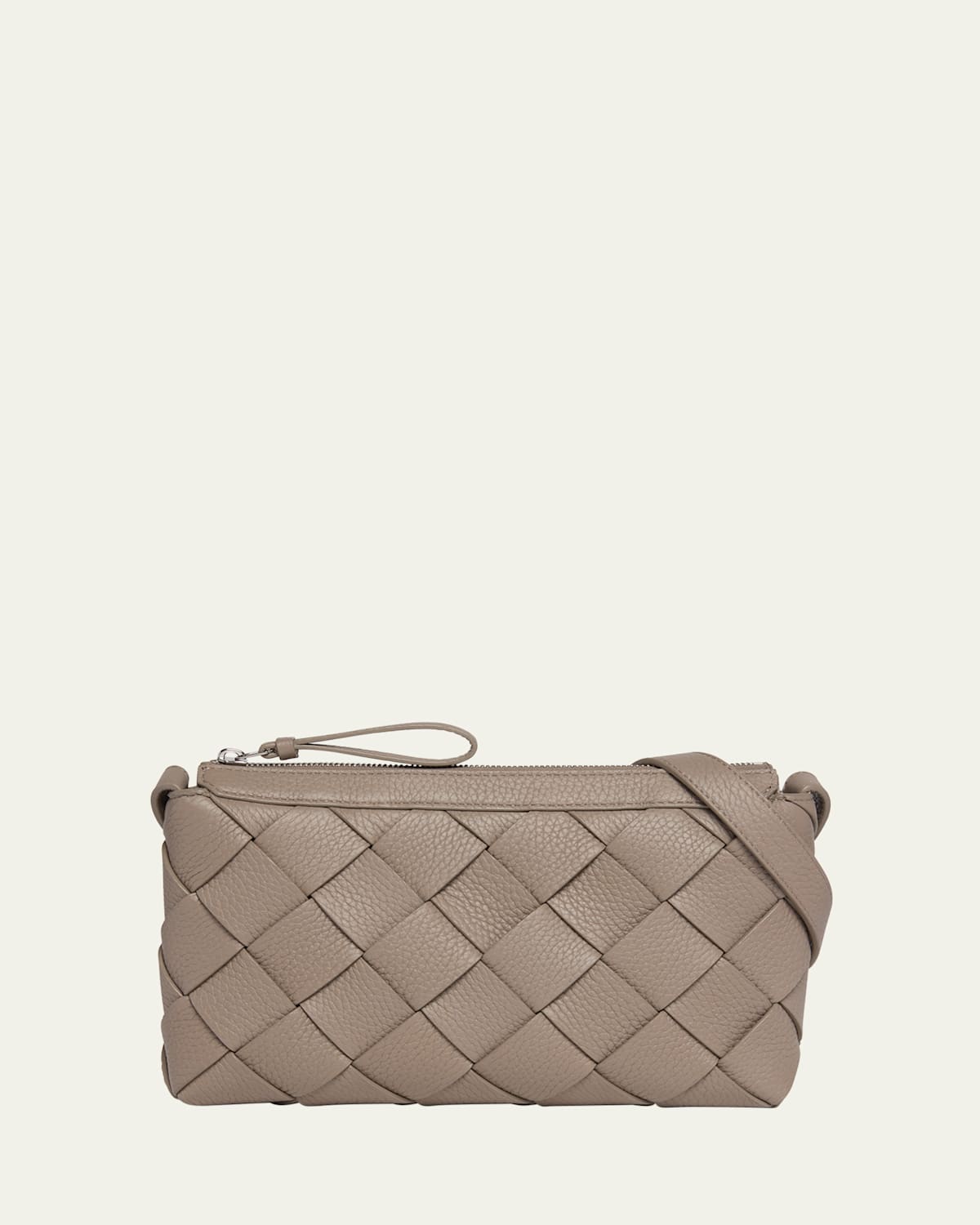Bottega Veneta Men's Diago Zip Intreccio Taurillon Messenger Bag
