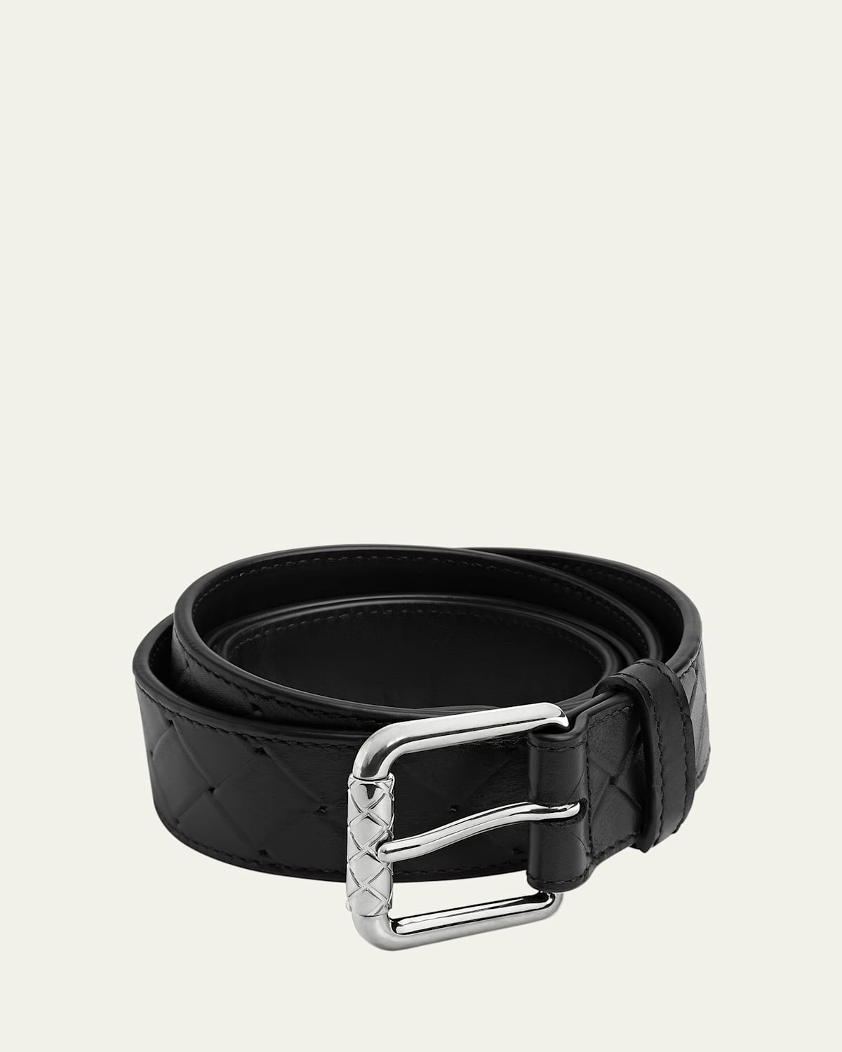 Bottega Veneta Men's Intrecciato Stamp Leather Belt