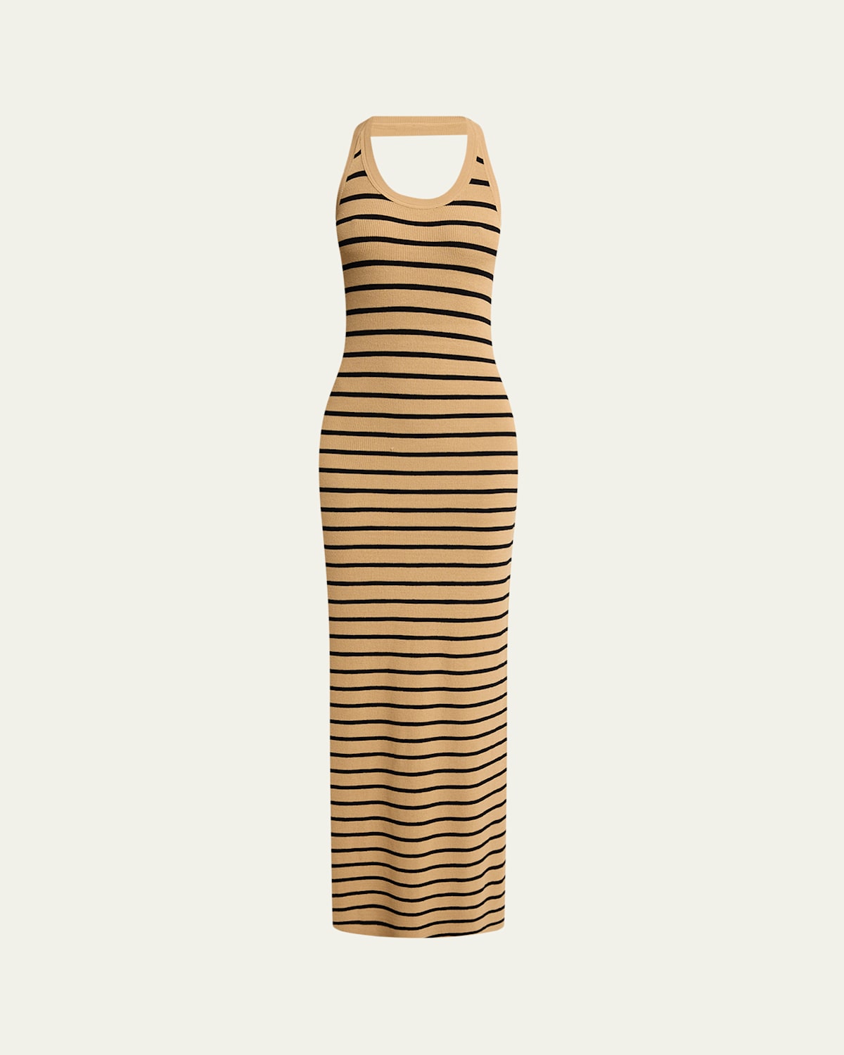 Proenza Schouler Meryl Striped Matte Viscose Rib Halter Maxi Dress