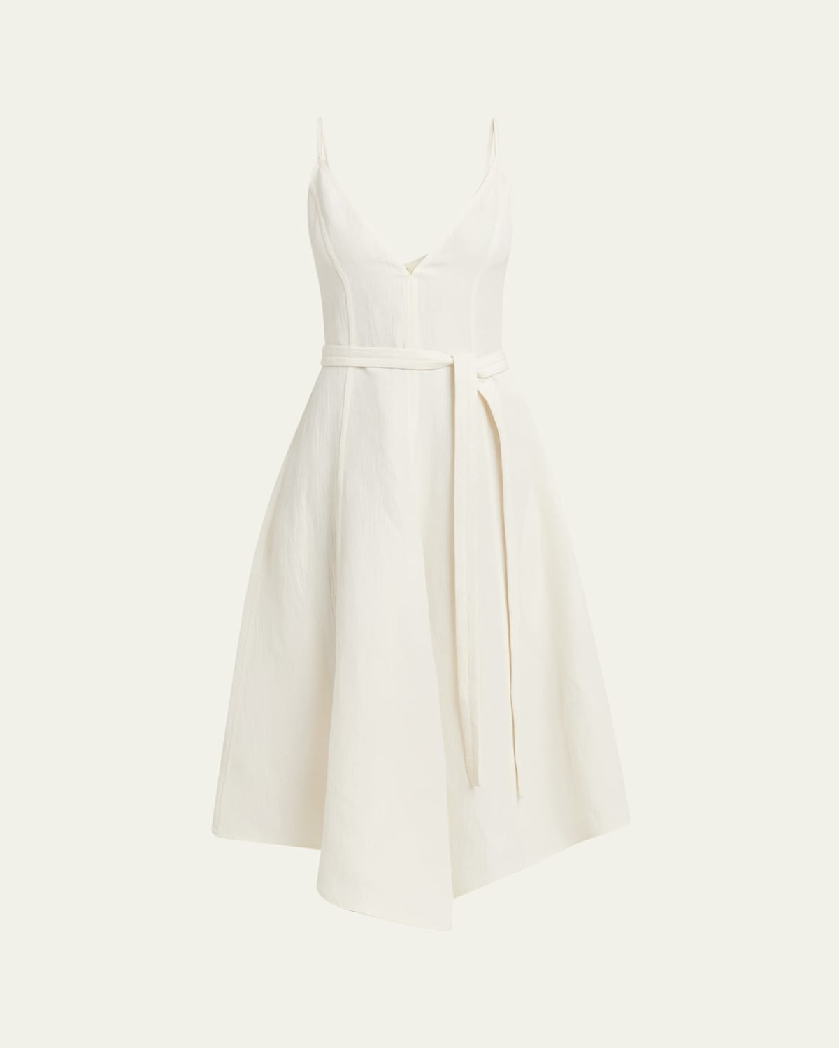Proenza Schouler Elaine Plunging Belted Linen-blend Midi Dress