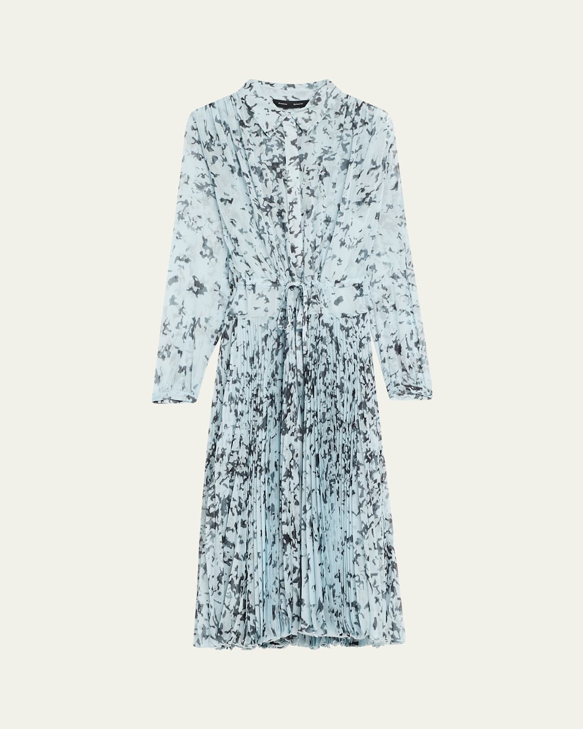 Proenza Schouler Jones Printed Crinkle Chiffon Pleated Dress
