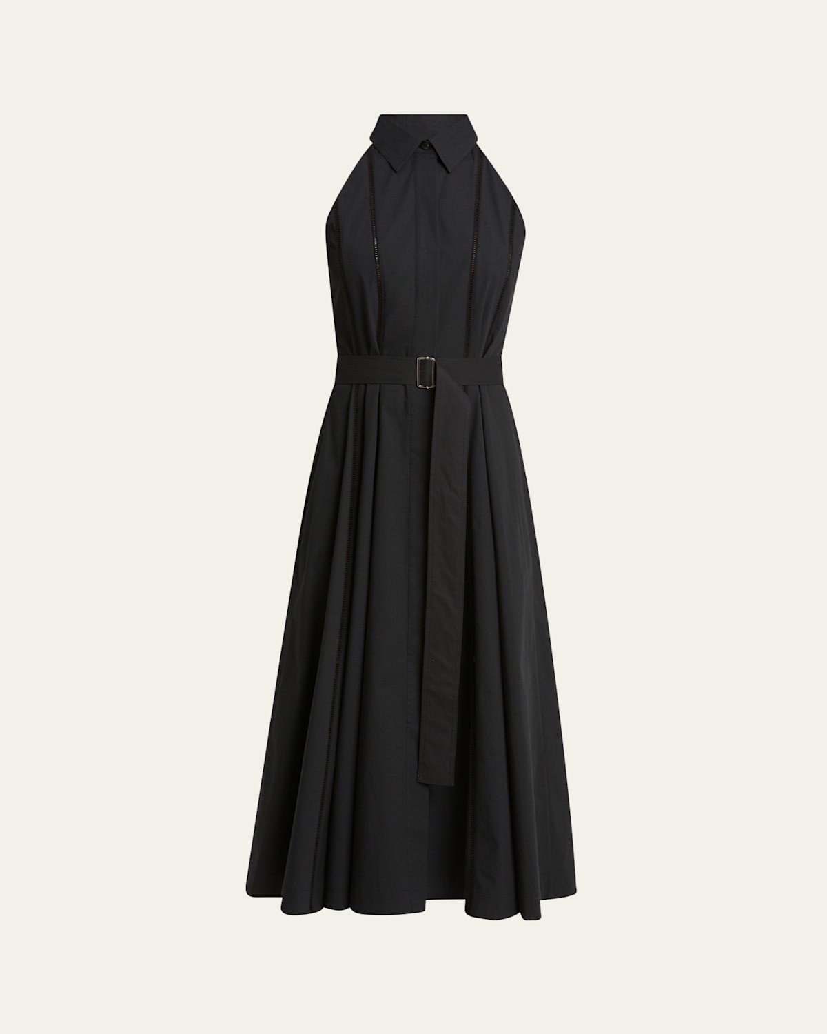 PROENZA SCHOULER DOROTHY BELTED LADDER STITCH POPLIN MIDI DRESS 